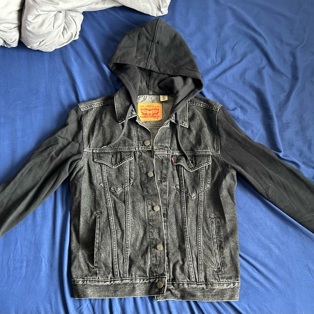 Levi's Black Denim Jacket with Hood